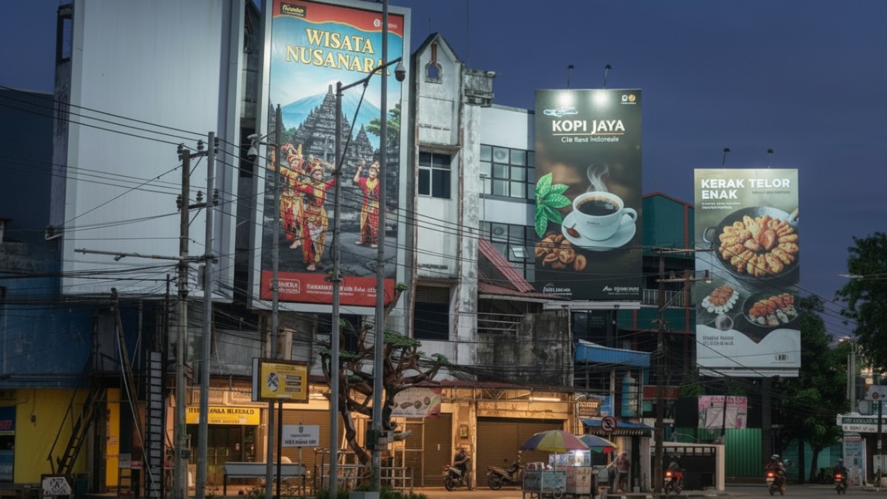 Sejumlah reklame di Kota Balikpapan.