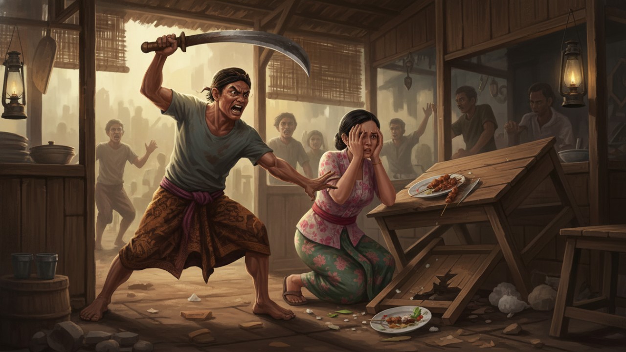 Ilustrasi pria melakukan penganiayaan kepada perempuan.