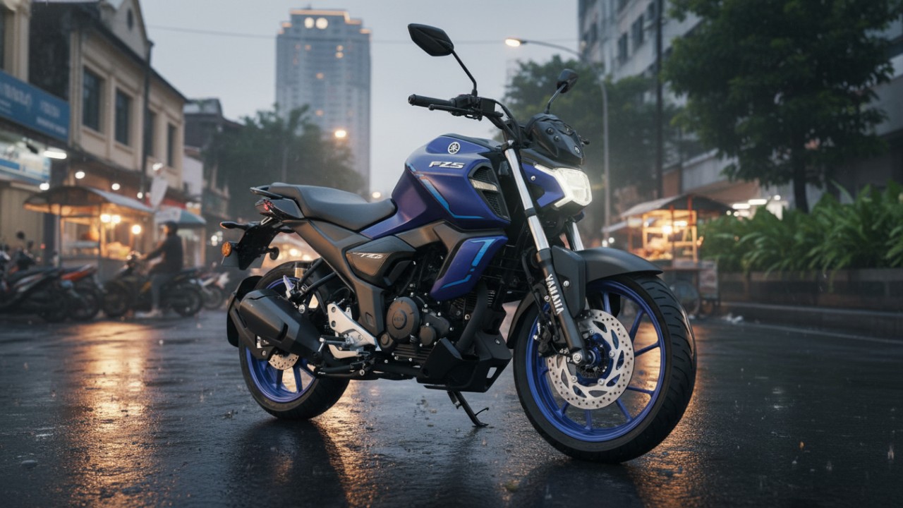 Yamaha FZ-S Hybrid tampil sebagai motor 150 cc hybrid dengan kombinasi mesin bensin dan motor listrik yang relevan untuk kota.