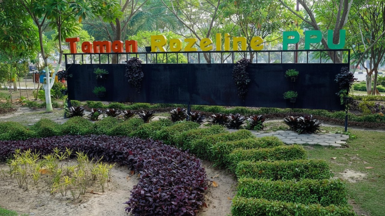 Hamparan bunga berwarna cerah di Taman Bunga Rozeline Gif