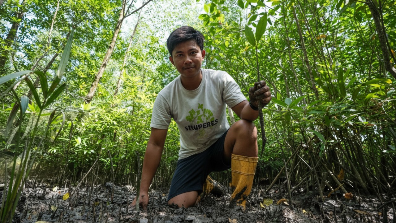 Tambak udang di pesisir Berau berdampingan dengan mangrove, simbol produktivitas dan lingkungan yang berjalan seiring.