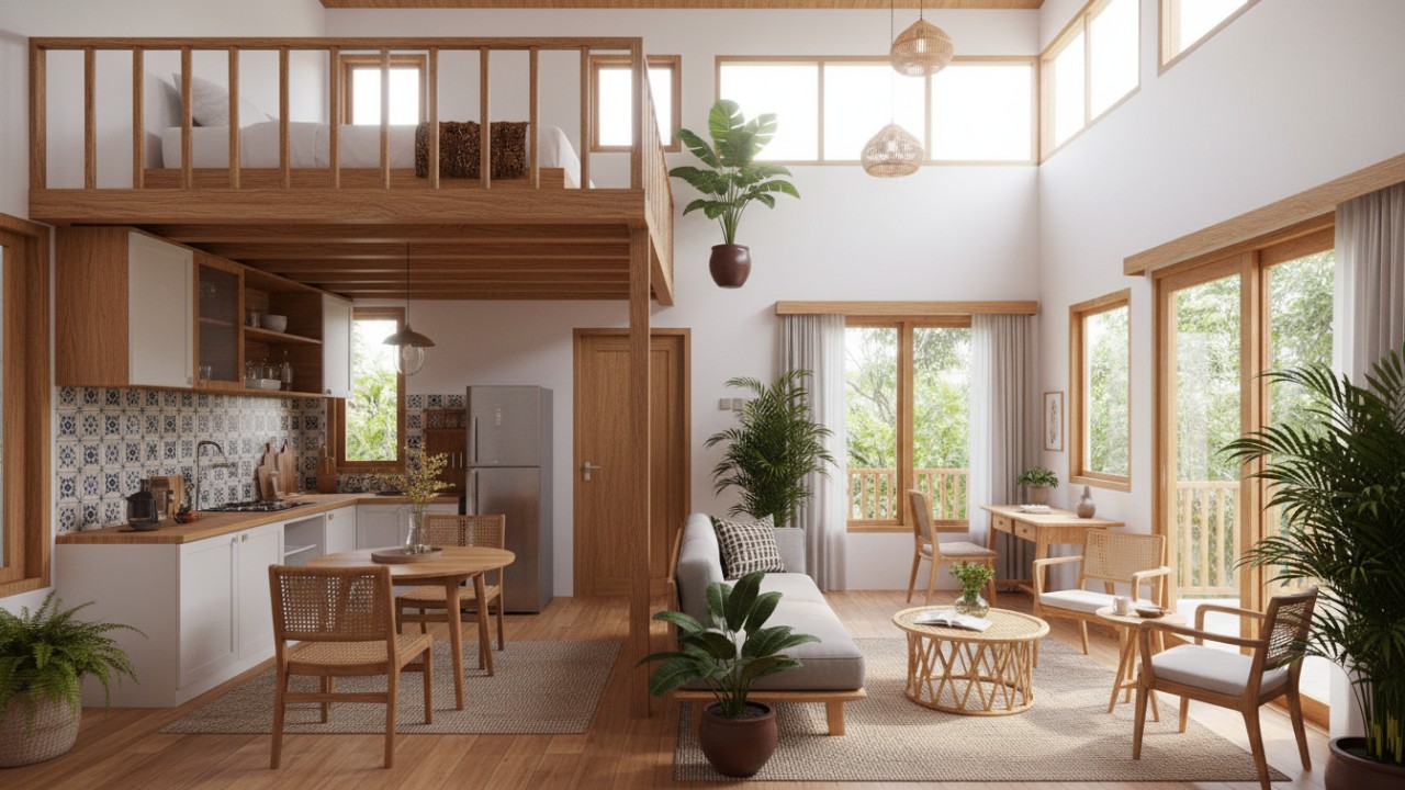 Rumah Kecil dengan Pengalaman Ruang Besar untuk Pasangan Karier