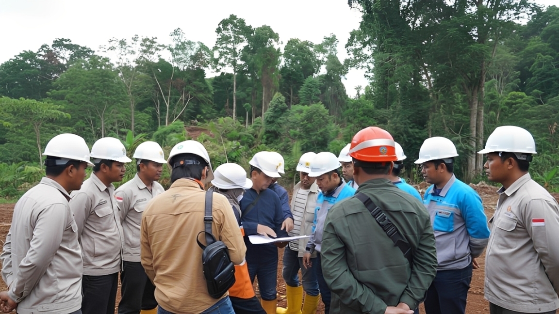 Tim PLN UIP KLT melakukan joint inspection dan finalisasi titik koordinat di lokasi rencana pembangunan GI 150 kV Sebuku, Kotabaru, sebagai tahapan survei sebelum konstruksi.
