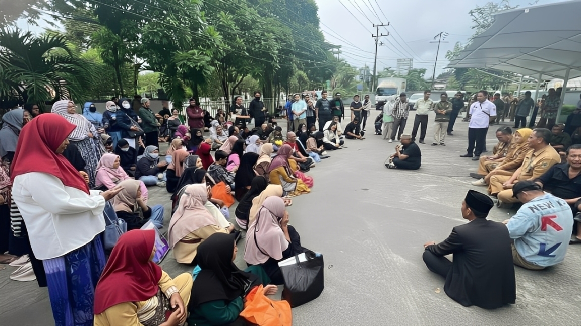 Pedagang Pasar Pagi Samarinda menyampaikan aspirasi kepada Dinas Perdagangan, Selasa (23 Desember 2025).