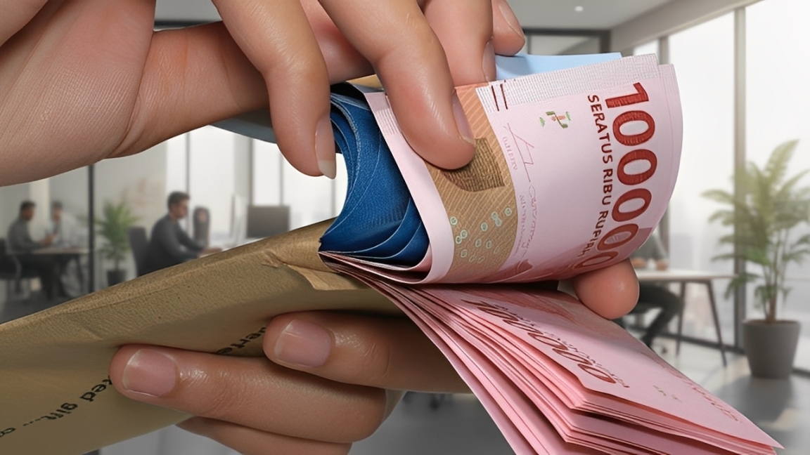 Ilustrasi uang rupiah sebagai simbol upah minimum sektoral (UMSK).