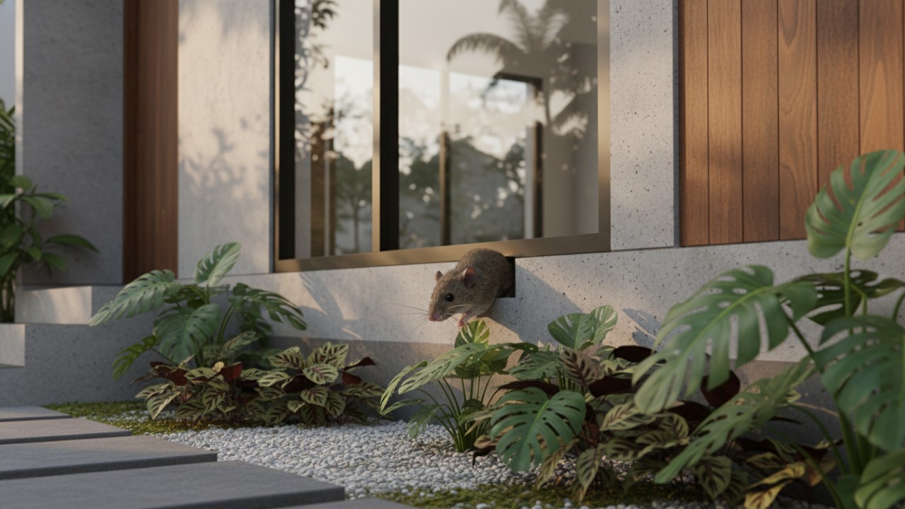 Rumah minimalis 2026 dengan desain rapat celah dan struktur sealed living yang menekan akses tikus.