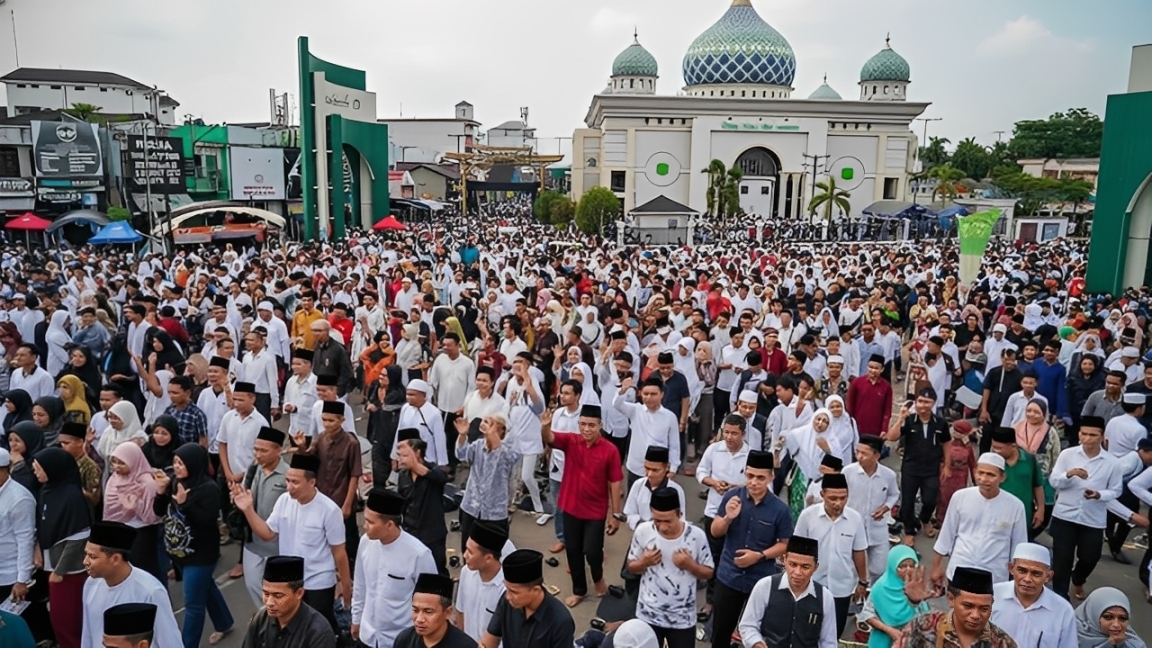 Suasana jemaah saat menghadiri Haul Guru Sekumpul di Martapura.