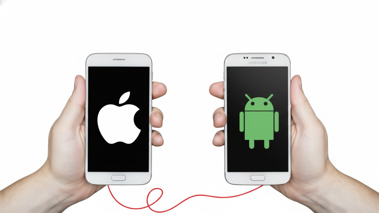 Perbandingan iPhone dan Android 2025 yang menyorot ekosistem, fitur, dan gaya penggunaan harian.  Keyword