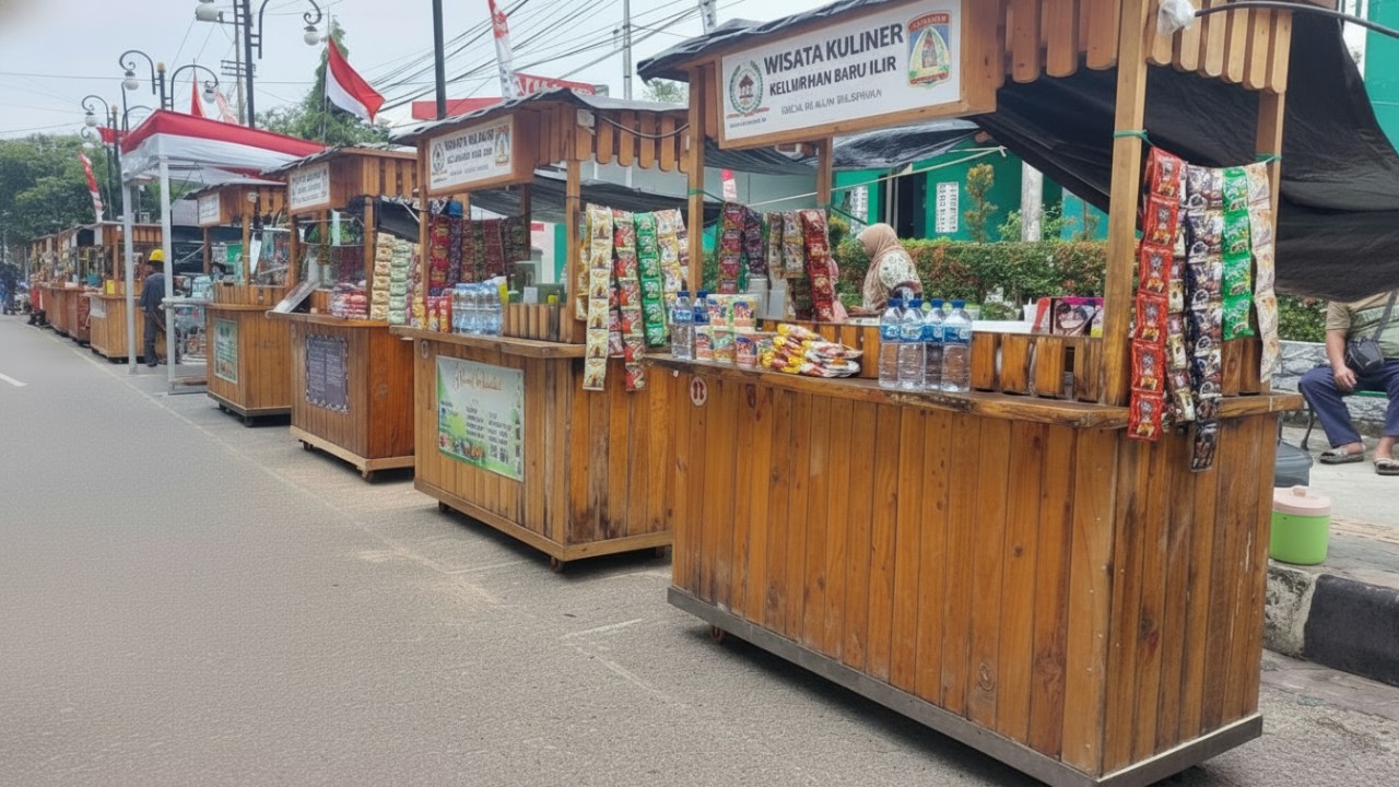 Sejumlah stan di kawasan Wisata Kuliner Kelurahan Baru Ilir, Balikpapan.