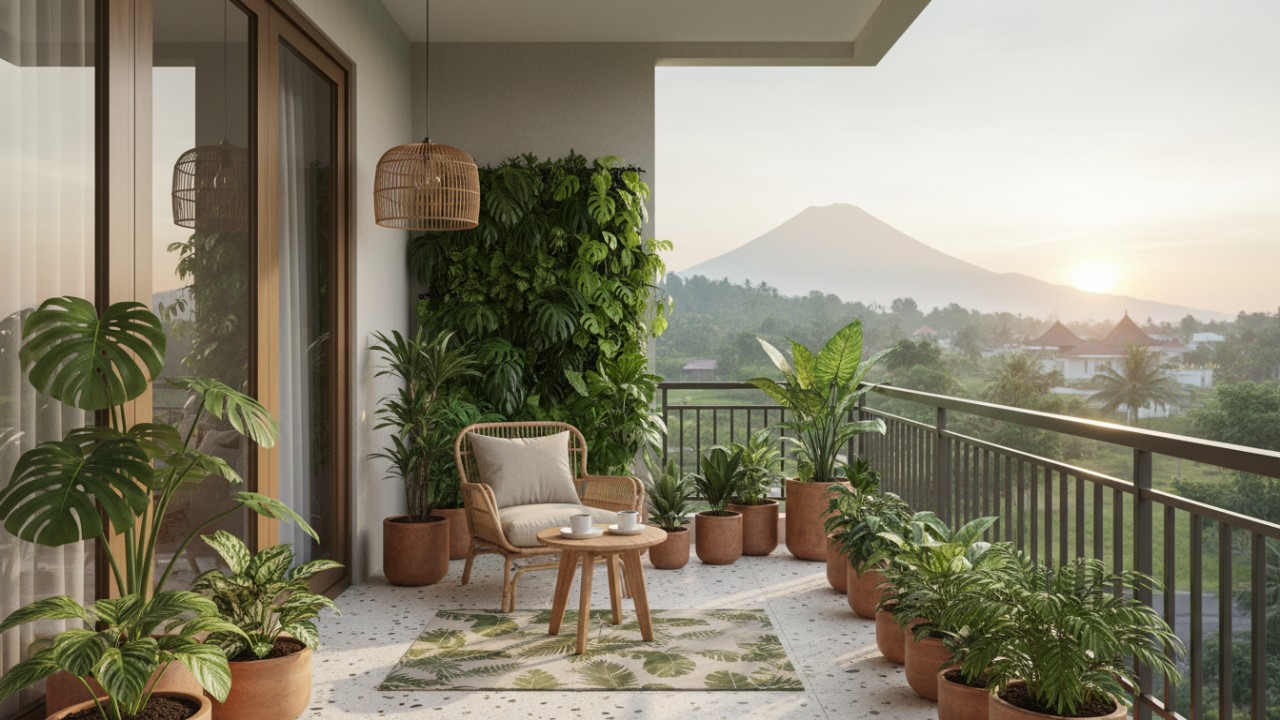 Balkon Lantai 2 Berkonsep Biophilic, Ruang Tenang di Hunian Modern