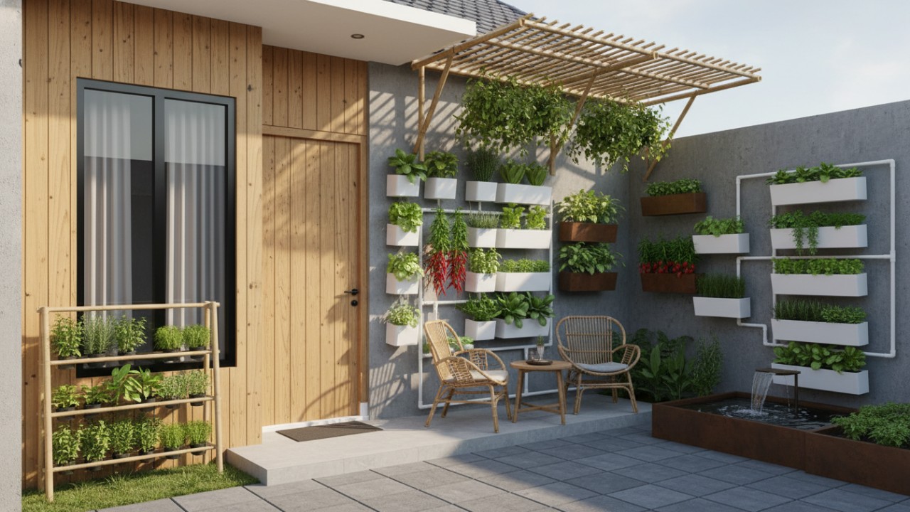 Kebun Halaman produktif dengan sistem hidroponik