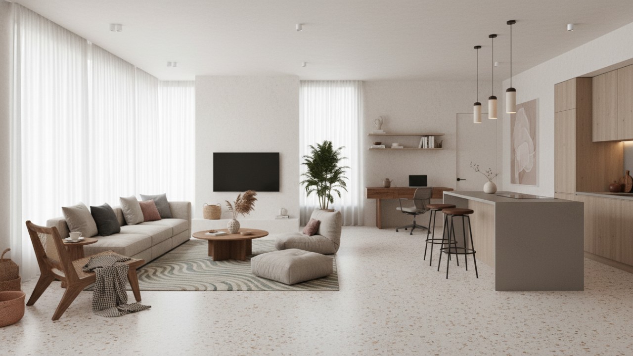 errazzo Modern Berbutir Halus Tampil lembut secara visual dengan pola minimal.