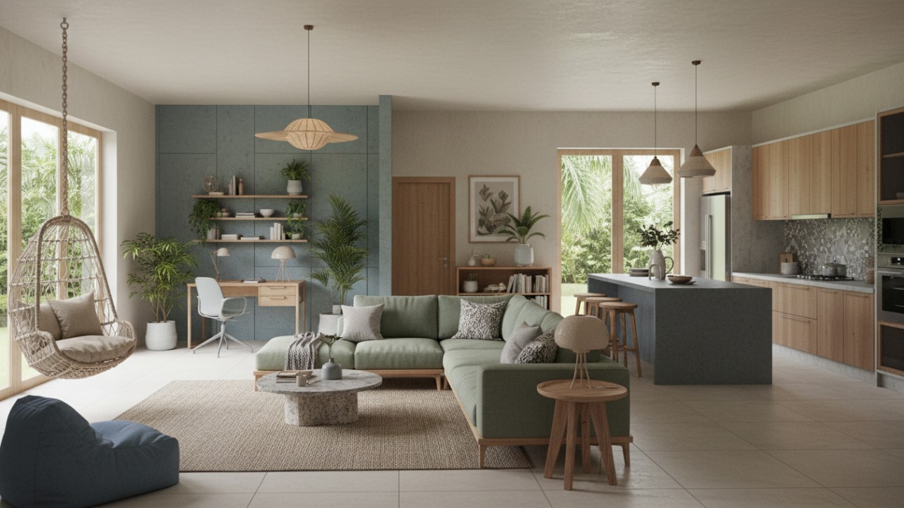 Furnitur minimalis dengan material adaptif 2026 yang ringan, fleksibel, dan fungsional.