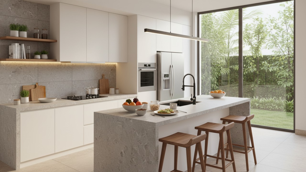 Keramik Sintered Stone Tahan panas dan goresan.