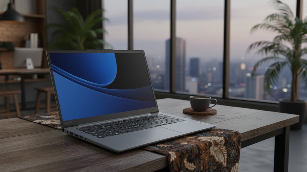 Laptop Lenovo terbaru 2026 dengan desain premium dan layar 16:10, siap mendukung kerja dan belajar harian.