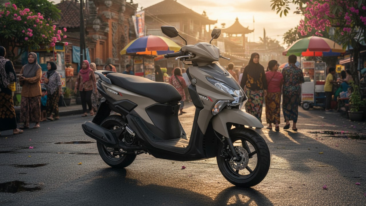 Yamaha Gear Ultima 125 Hybrid dengan desain compact gagah dan fitur modern untuk aktivitas harian yang praktis.