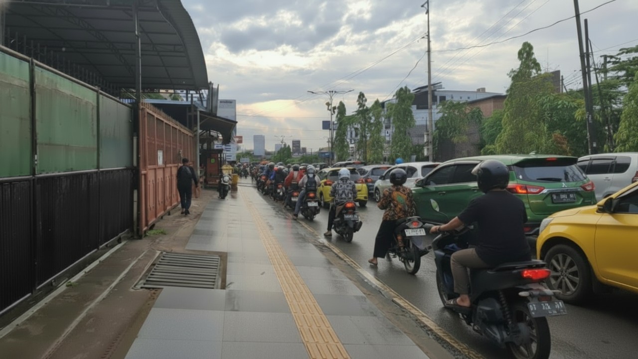 Suasana kemacetan di sekitar Jalan Letjen Soeprapto, Samarinda, Senin (5 Januari 2026).