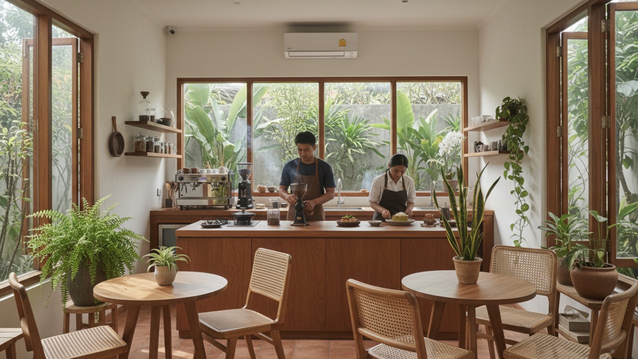 Kafe Rumahan Minimalis dan Daya Tarik Dapur Tanpa Sekat