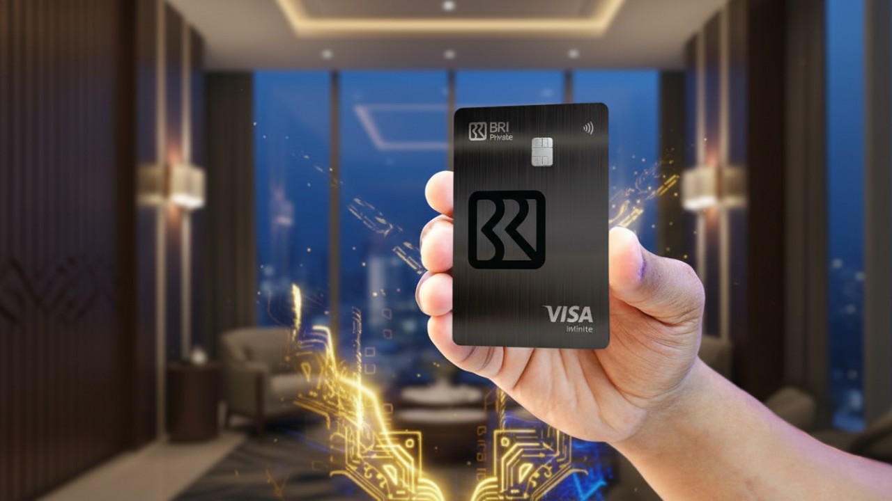 Tampilan kartu BRI VISA Infinite desain baru dengan nuansa premium, mendukung transaksi internasional dan gaya hidup modern.