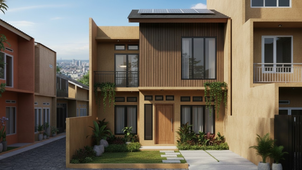 Rumah minimalis dua lantai dengan desain cerdas yang memaksimalkan ruang di kawasan perkotaan.