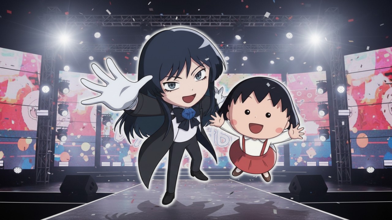 Visual opening Chibi Maruko-chan versi terbaru dengan karakter animasi Ado yang segar dan penuh energi.