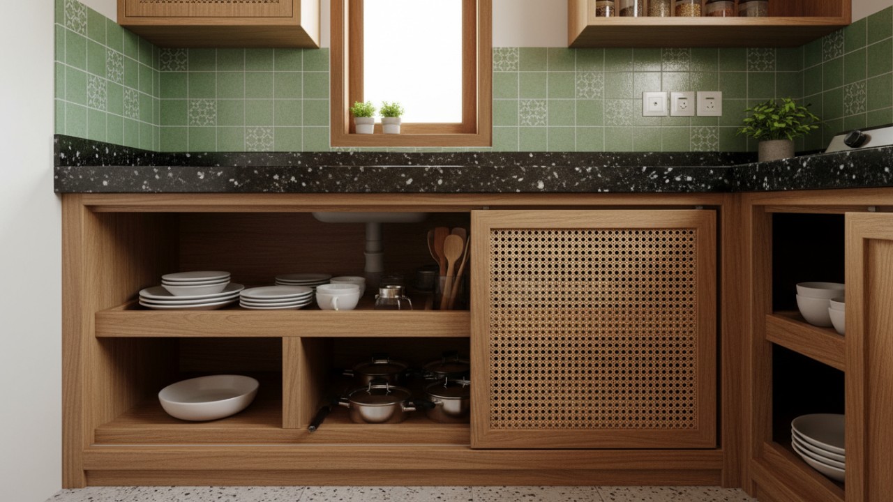 Rak dapur di bawah slicing
