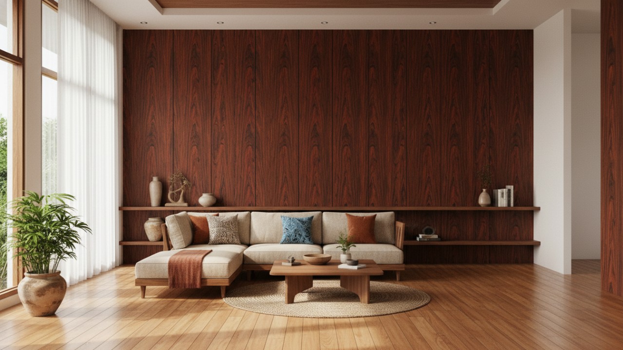 Dinding Motif kayu dari bahan HPL