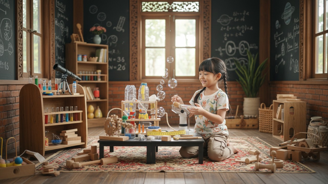 Di ruang ini, anak bebas bereksplorasi, berimajinasi, dan menyelesaikan tantangan kecil yang melatih cara berpikir mereka.