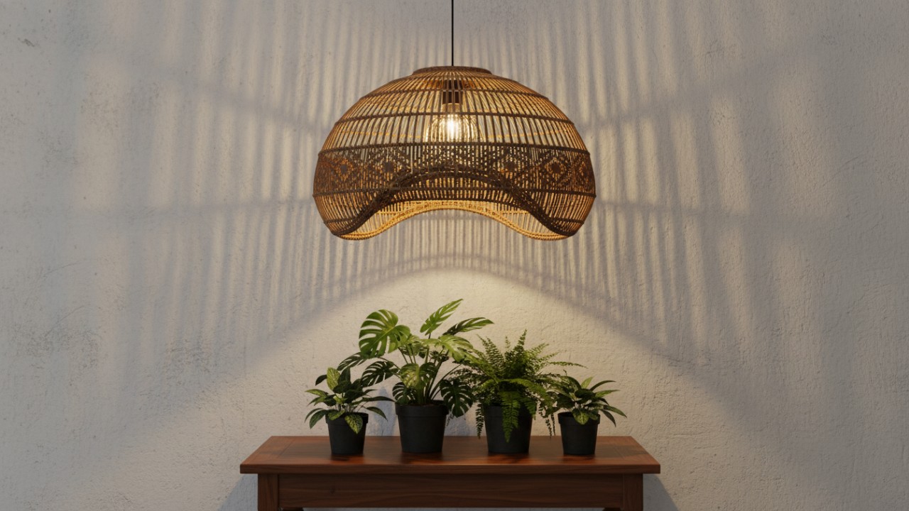 Lampu gantung modern dengan desain industrial yang menambah estetika ruangan. Pilih lampu yang sesuai dengan tema interior rumahmu, Cess!