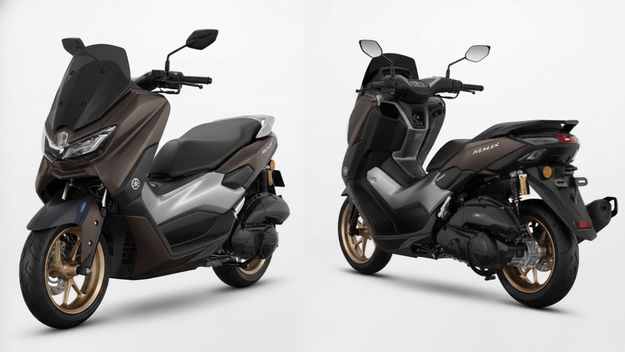 Yamaha NMAX melaju di jalan perkotaan, menonjolkan desain skutik bongsor dan kenyamanan berkendara.