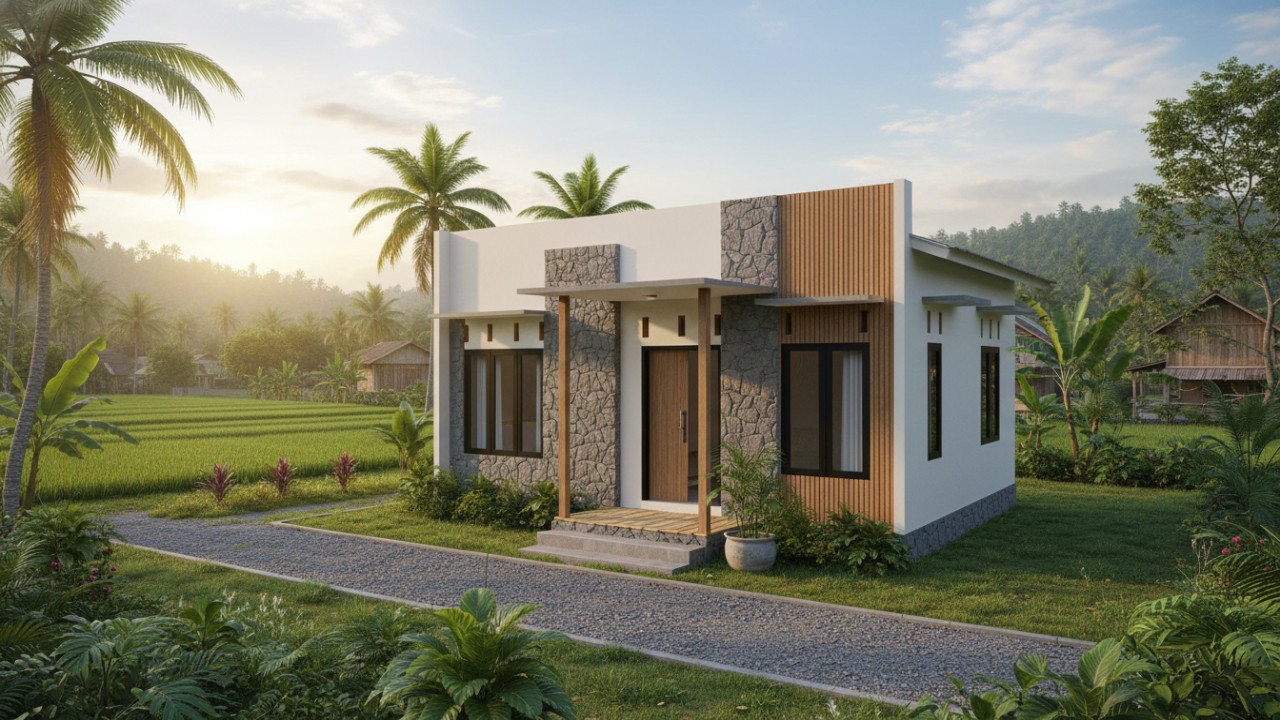Rumah minimalis dengan pekarangan yang luas