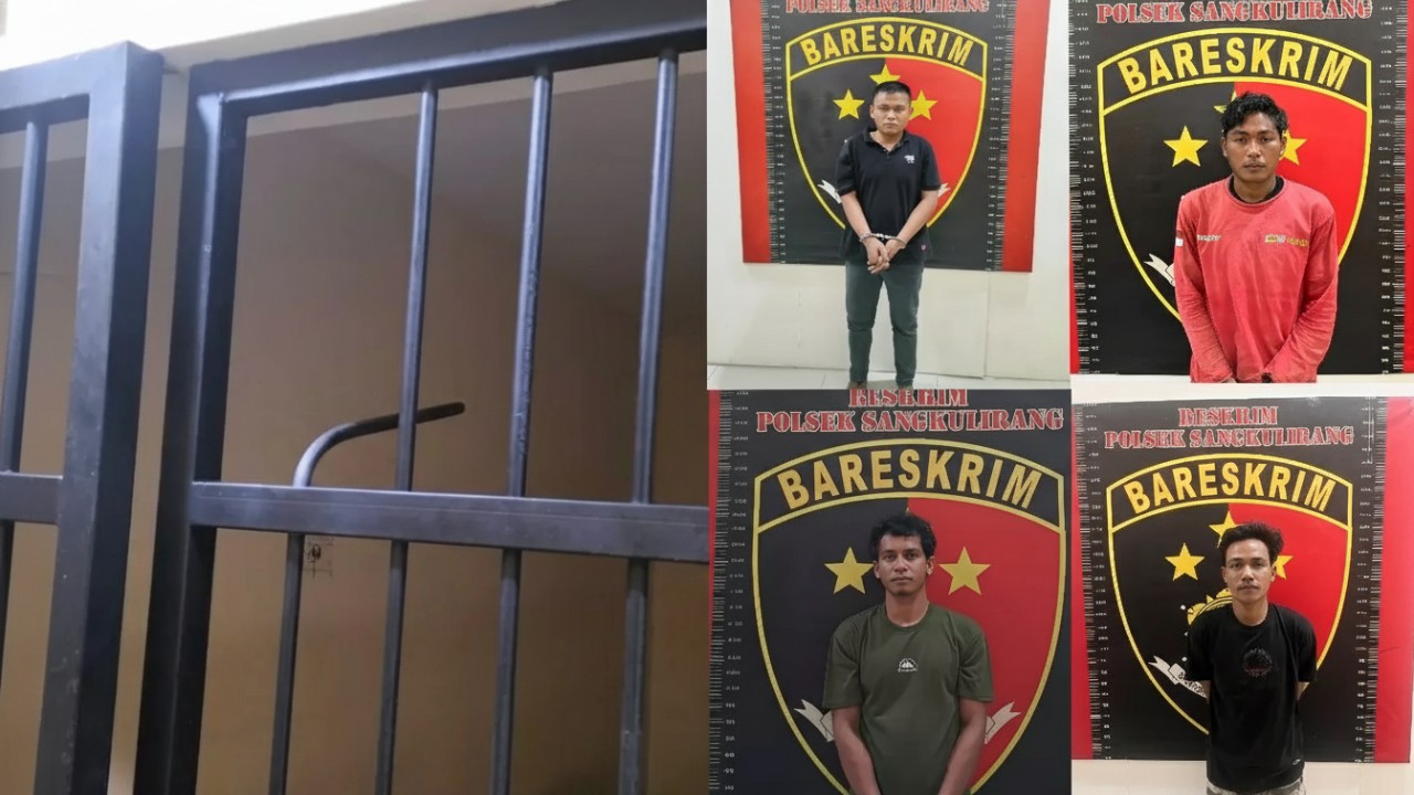 ruang tahanan dengan teralis rusak, menggambarkan situasi pelarian tahanan di Polsek Sangkulirang.