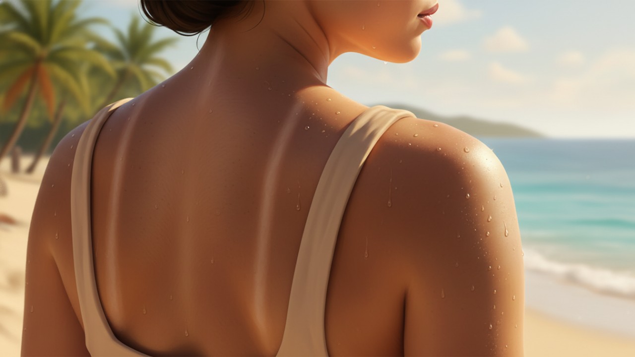 Ilustrasi cara mengatasi kulit belang dengan berbagai metode, seperti krim pemutih, luluran, dan terapi laser.