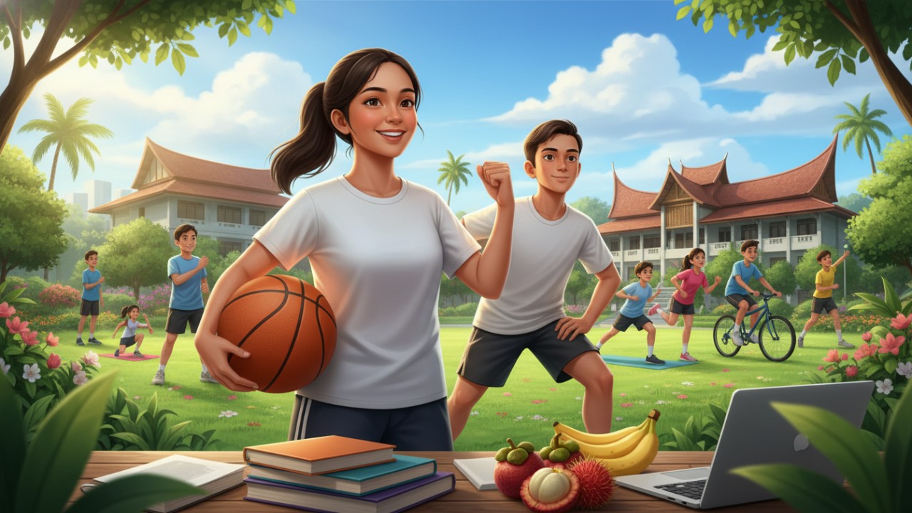 Ilustrasi remaja aktif berolahraga dan menjaga pola hidup sehat untuk masa depan lebih berkualitas.