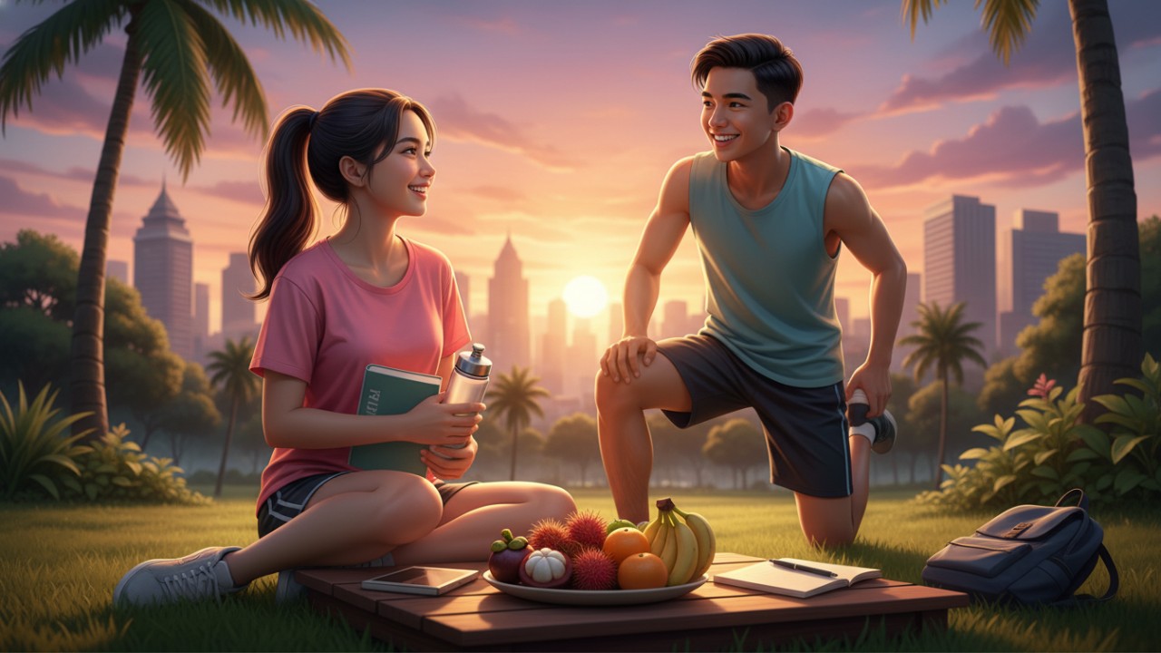 Ilustrasi remaja aktif berolahraga dan menjaga kebiasaan sehat untuk masa depan lebih siap.