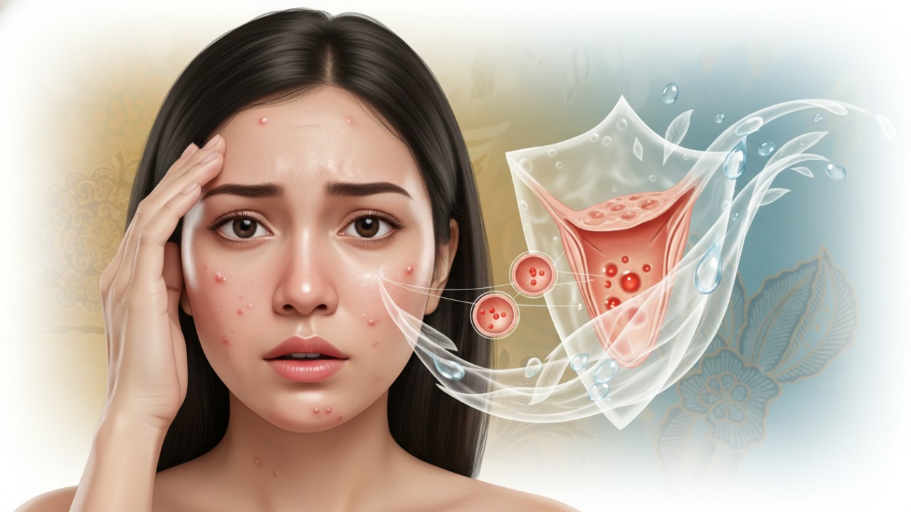 Ilustrasi tekstur wajah bruntusan dan perawatan kulit harian untuk menjaga pori tetap bersih dan sehat.