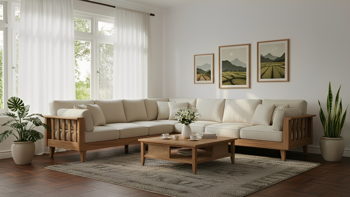 Sofa L-shape.