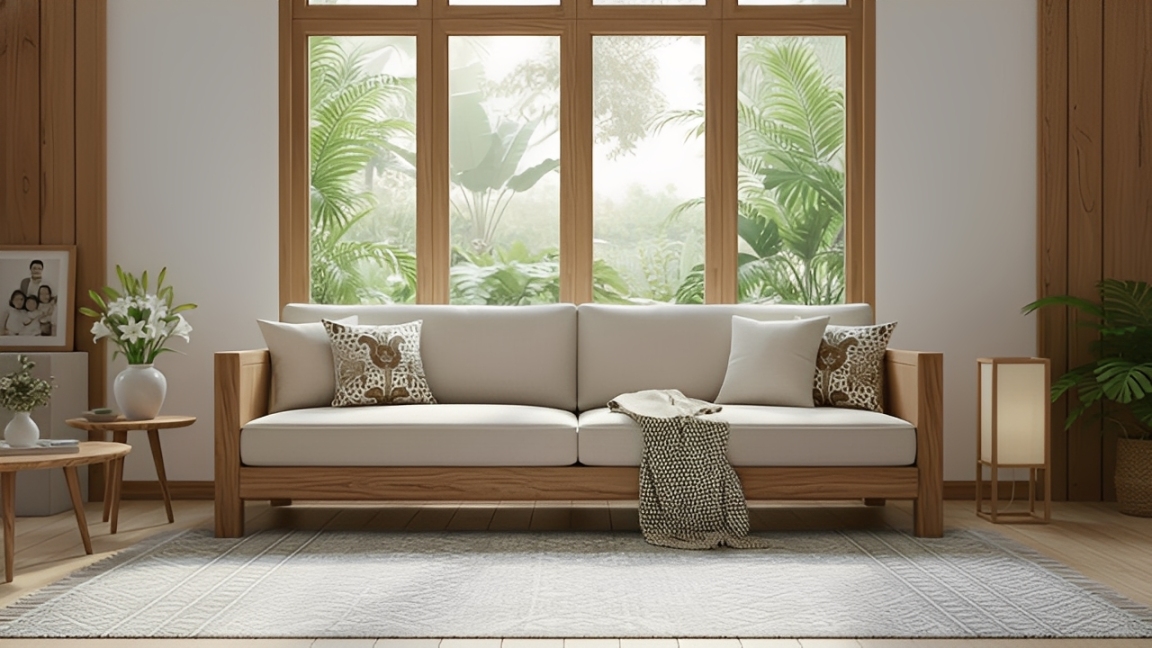 Sofa tanpa lengan.
