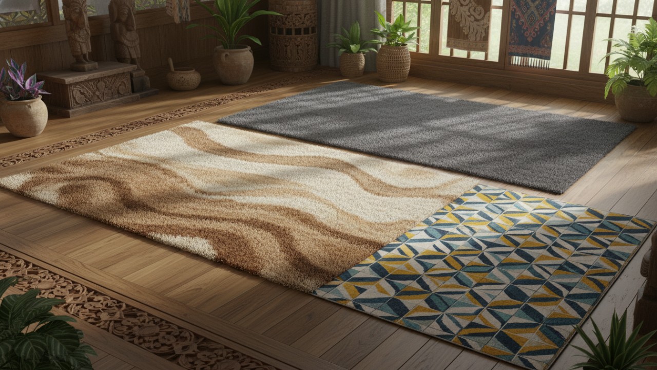 Karpet lantai estetik dengan berbagai pilihan desain, mulai dari bulu tebal, polos minimalis, hingga motif geometris untuk mempercantik ruangan.