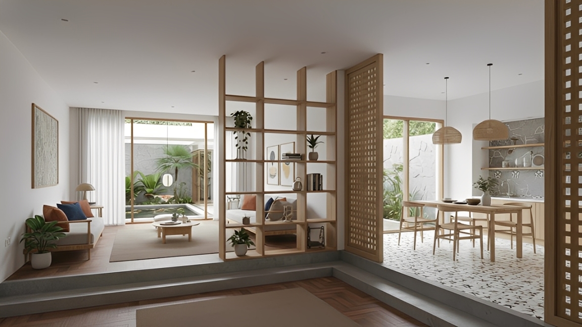 Desain rumah minimalis 2026 konsep minim sekat.