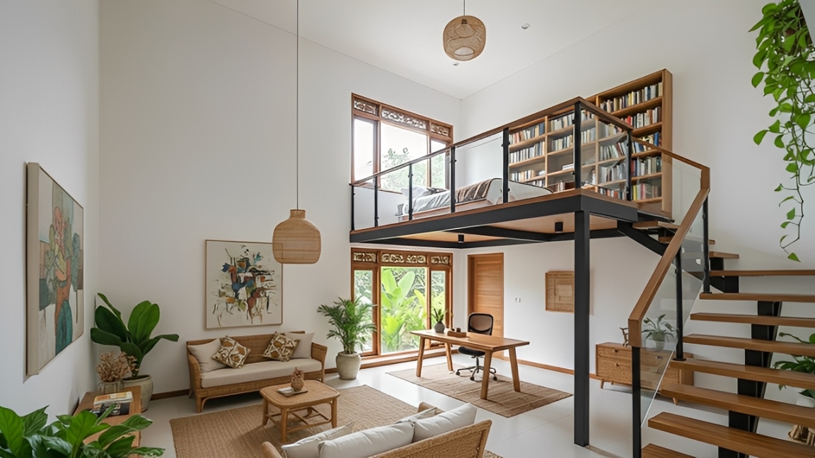 Desain rumah minimalis 2026 konsep mezzanine.
