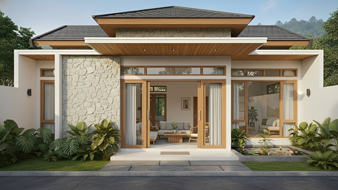 Desain rumah minimalis ramah lansia satu lantai dengan akses tanpa undakan, bukaan lebar, dan cahaya alami optimal, menghadirkan hunian aman dan nyaman sesuai tren 2026.