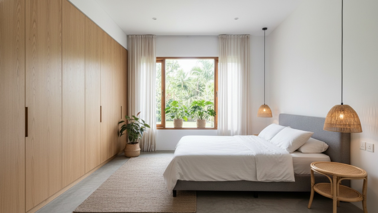 Lemari yang terintegrasi dengan interior kamar tidur