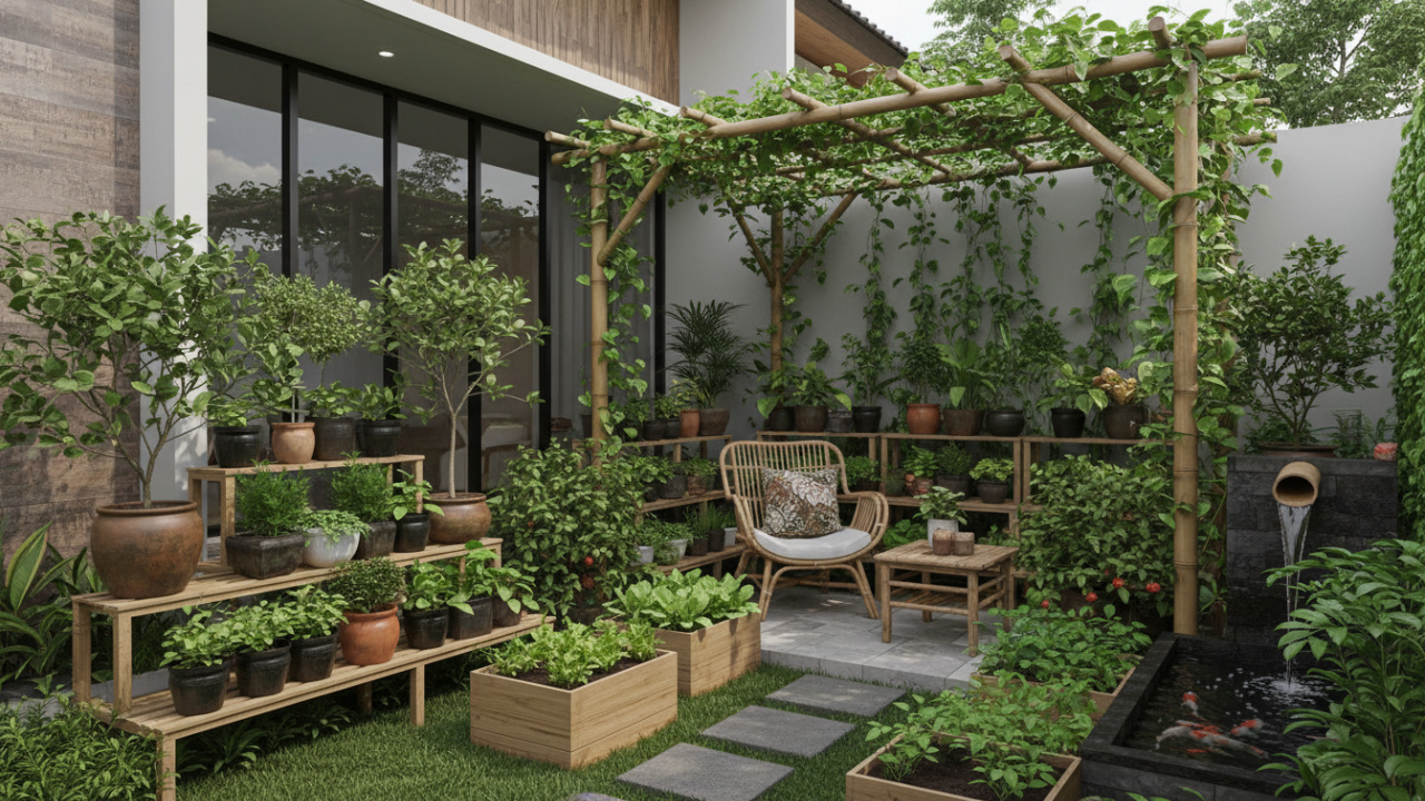 Kebun kecil disisi rumah teman santai dan tenang