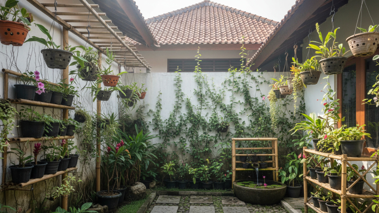 Memanfaatkan lahan terbatas untuk membuat kebun di belakang rumah tempat santai melepas rutinitas pekerjaan