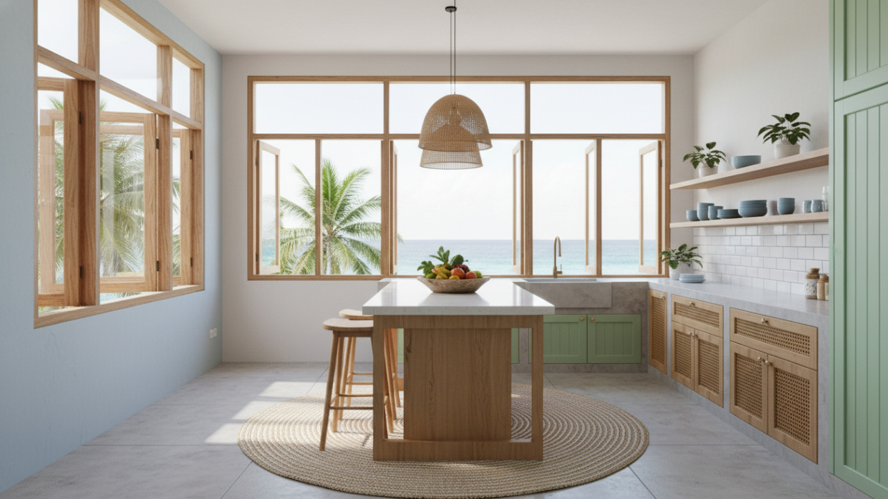 Dapur minimalis bergaya coastal
