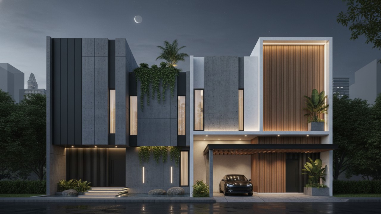 desain kontemporer dan urban minimalis monolitik