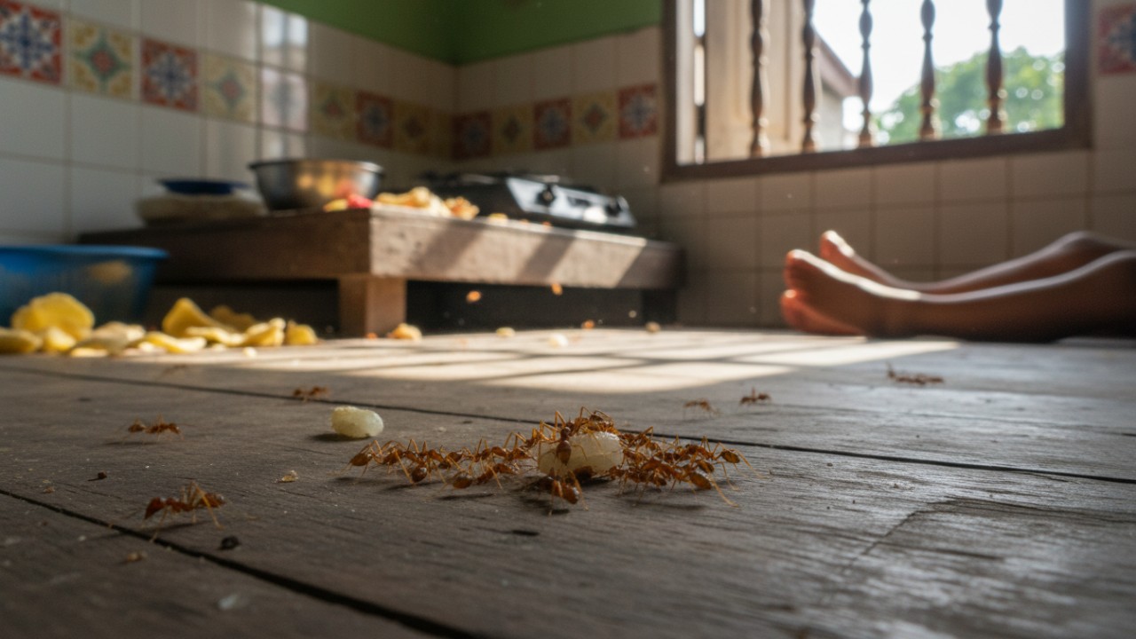 semut ini sering mengerumuni makanan