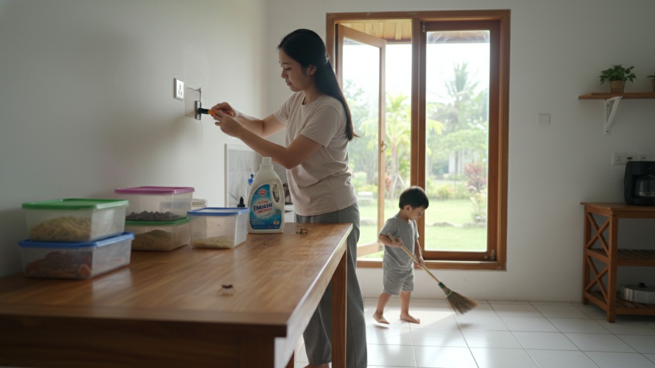 Membersihkan rumah secara rutin juga membantu memutus jejak aroma makanan yang mengundang semut.