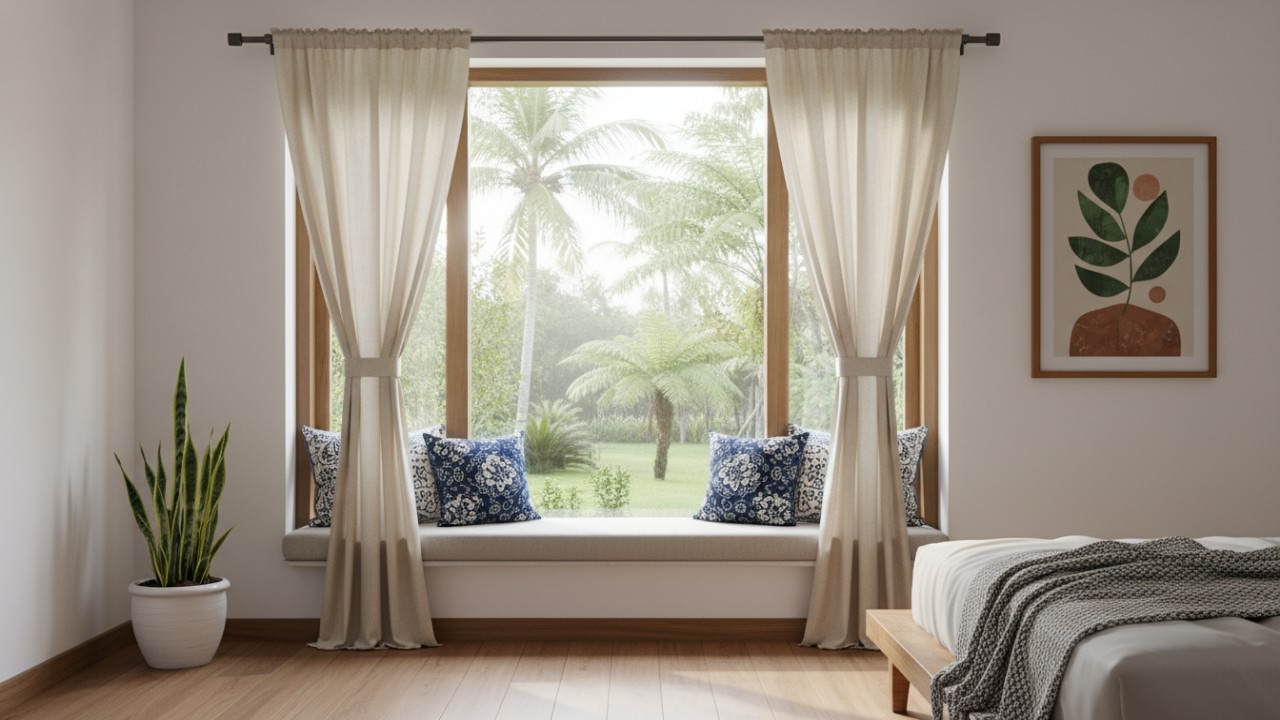 tirai dengan ruangan minimalis